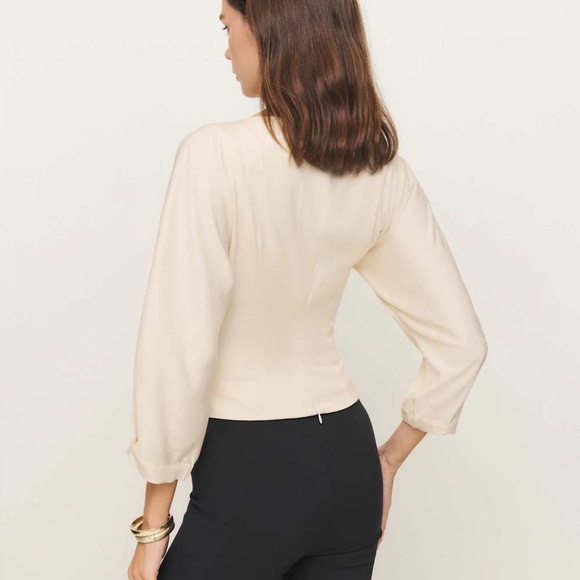 Reformation Martha Front Button Asymmetric Corset Blouse Top Size 2 NWOT - Picture 4 of 11